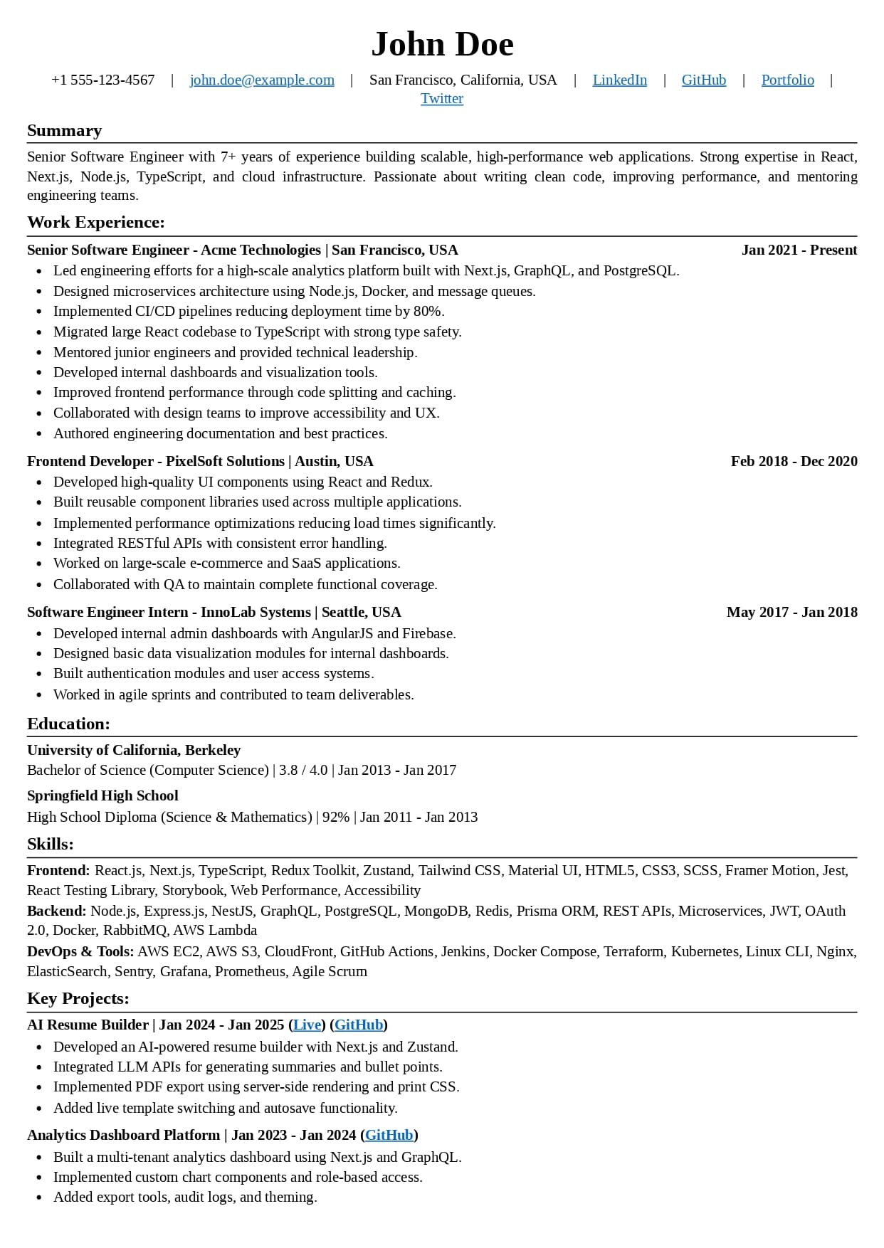 Basic (Centered) template preview